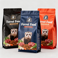 Sacs d'emballage en plastique personnalisés refermables pour aliments secs lyophilisés pour chats, chiens et furets, 0,5 kg, 1 kg, 3 kg, 5 kg, fond plat