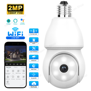 Venta al por mayor 1080P luz CCTV exterior inalámbrico WiFi <span class=keywords><strong>ICSee</strong></span> bombilla PTZ Cámara IP E27 bombilla 360 WiFi Cámara bombilla de seguridad - Product Image 1