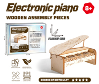 Piano jouable, puzzle en bois 3D, clavier électronique DIY, modèle d'instrument de musique, kit éducatif STEM, jouets pour enfants et adultes