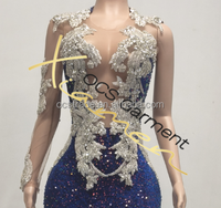 Ocstrade Robes de bal élégantes à manches en maille à une épaule Robes de bal maxi à paillettes en cristal à manches longues