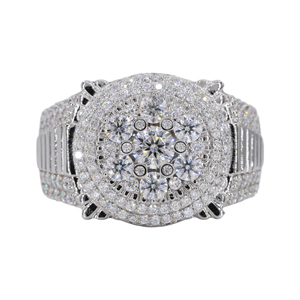 Custom Jewelry Fashion Ring White Gold Iced Out Big Stone Flower VVS Moissanite Diamond Ring Hip Hop Ring for Mens - Product Image 5
