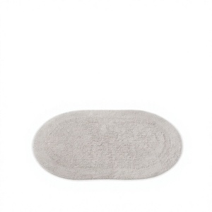 Tapis de bain rectangulaire en coton tufté, antidérapant, écologique, motif floral, absorbant, bleu et blanc, lavable en machine, pour salle de bain - Product Image 1