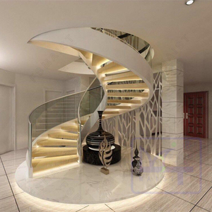 Escalera Curva Iluminada <span class=keywords><strong>con</strong></span> Luces <span class=keywords><strong>LED</strong></span>, de Acero y Madera, Duradera, para Interiores, para Casas de Lujo - Product Image 4