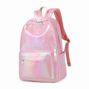 Custom Wholesale Laser <b>Backpack</b> Female Casual <b>Simple</b> Middle School Student <b>Backpack</b> Shiny Gradient Color <b>Backpack</b> - Product Image 1