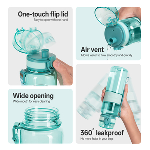 Bouteilles d'eau UZSPACE sans BPA avec tracker - Réutilisables, en plastique Tritan, sans fuite, non toxiques pour la randonnée, le vélo et le fitness en extérieur - Product Image 2