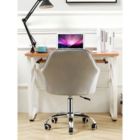 Chaise de bureau ergonomique rose rembourrée réglable en hauteur, chaise de bureau pivotante personnalisée en velours avec accoudoirs