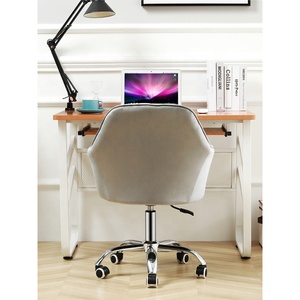 人間工学に基づいたピンクのパッド入り高さ調節可能なコンピューターデスクチェア、カスタムスイベルベルベットオフィスチェア（アームレスト付き） - Product Image 6