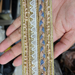 Fabriek Directe Groothandel Goud En Zilver Gevlochten Parel Kant Decoratie Metalen Kant Lint Rand - Product Image 1