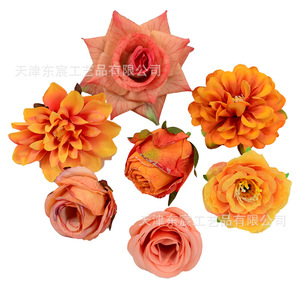 Fleurs artificielles en soie Dongchen Arts Crafts, pivoine orange, fleur de base de 10 cm, accessoires de décoration pour mariage et maison - Product Image 5