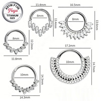 Perhiasan Tindik Hidung Freya G23 Titanium, Cincin Hidung untuk Wanita, Fashion Perak Zirkon, Cincin Hidung/Septum/Ear Hoop Model Segmen Sapi