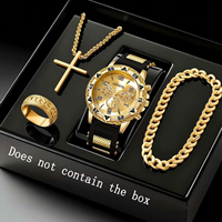 YuSa1330 Lot de 4 montres de luxe pour hommes, grand cadran, mouvement à quartz, ensemble de bijoux, Reloj Hombre