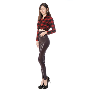 Caldo A Vita Alta In Pelle PU leggings Skinny Nero in pelle Nero Opaco <span class=keywords><strong>Leggins</strong></span> Caviglia-lunghezza Pantaloni Elastici per Wome - Product Image 5