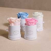 Cadeau de luxe, roses uniques au toucher réel dans une boîte ronde carrée, fleurs naturelles préservées durables pour mariage