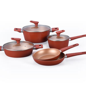 Juego de sartenes inferiores de inducción de diseño clásico moderno, juego de utensilios de cocina de <span class=keywords><strong>aluminio</strong></span> <span class=keywords><strong>forjado</strong></span> con revestimiento de mármol, Material metálico para Cocina Casera saludable - Product Image 1