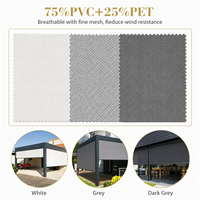 Store banne zippée sur mesure pour pergola extérieure, patio, balcon, avec tissu anti-UV et rail latéral résistant au vent