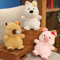 Pull-String Mignon Chiot Cochon et Capybara Poupée Nez Mobile Soulagement Du Stress Animal En Peluche Jouet