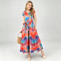 Robes maxi élégantes pour femmes, de haute couture, directement de l'usine, imprimées tie-dye, à pois audacieux, grandes tailles, plissées Miyake