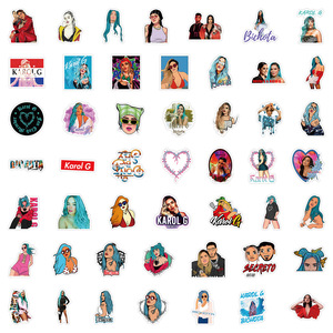 ZY3663C 50 Piezas de Calcomanías de PVC de la Cantante Pop <span class=keywords><strong>Karol</strong></span> <span class=keywords><strong>G</strong></span>, Calcomanías Decorativas Impermeables para Vasos, Guitarras, Computadoras Portátiles y Equipaje - Product Image 5