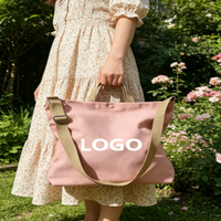 Sac fourre-tout ouvert en toile unie avec logo brodé personnalisé, sac à main pour femmes, sac à bandoulière réutilisable multifonctionnel, cadeaux promotionnels d'entreprise