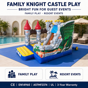 Château gonflable avec toboggan, zone d'escalade, thème château du dragon, location pour fêtes d'enfants, château gonflable commercial - Product Image 3