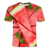 3D digitaal printen Ronde hals, korte mouwen, zomerfruit, watermeloenpatroon, best verkocht, casual, comfortabel, ademend shirt