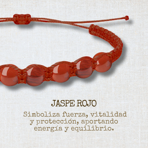 Bracciale di diaspro rosso fatto a mano in pietra naturale regolabile in filo cerato belle collane pendenti per donna uomo amuleto - Product Image 3