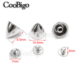 Pointes <span class=keywords><strong>rivets</strong></span> perle de vis métal balle cône goujons <span class=keywords><strong>maroquinerie</strong></span> Punk Rock bricolage vêtements chaussures sacs Bracelets ceintures décoration 9.5mm - Product Image 2