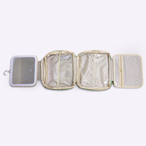 Organisateur de maquillage pour femmes en nylon écologique, personnalisable avec logo DIY, fermeture éclair, poignée, imperméable, pour sac de voyage, miroir LED - Product Image 5