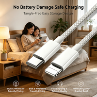 Câble tressé USB-C vers Lightning 20W PD à charge rapide, 1m, 4 couleurs, en nylon TPE pour iPhone iPad, charge 480 Mbps + synchronisation des données 2-en-1