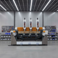 Máquina de Grabado CNC de Tres Cabezales JK-9010 para Piedra, Granito y Mármol, Controlada por PLC, 5.5kW, Refrigerada por Agua, 380V, Motor Personalizable