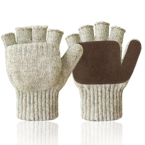 <span class=keywords><strong>Guanti</strong></span> da lavoro lavorati a maglia <span class=keywords><strong>senza</strong></span> <span class=keywords><strong>dita</strong></span> fodera in pelle di cinghiale fodera in Thinsulate guanto in acrilico di <span class=keywords><strong>lana</strong></span> calda termica Beige - Product Image 1