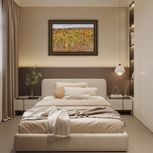 Impression sur toile réaliste et écologique encadrée sur mesure de l'artiste Zhang Liping : Paysage '<span class=keywords><strong>Automne</strong></span> Doré et Blé de Jade' - Product Image 5