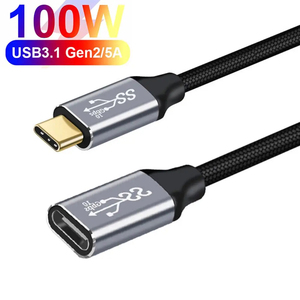 100WPD急速充電ケーブル10GbpsUSB <span class=keywords><strong>3.1</strong></span> Gen <span class=keywords><strong>2</strong></span> <span class=keywords><strong>Type</strong></span> <span class=keywords><strong>C</strong></span>延長ケーブルオス-メスデータライン4Kビデオコードラップトップ電話用 - Product Image 1