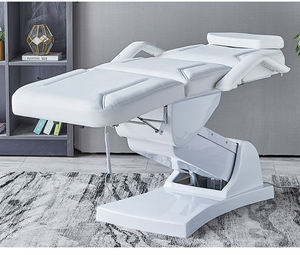 White <b>Synthetic</b> <b>Leather</b> 3 Motor Beauty Massage Bed/Table Stainless Steel Frame Customizable Facial Tattoo Bed for Hotel Bedroom - Product Image 6