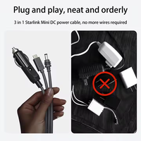 Mini câble Starlink de 10 mètres Câble d'alimentation CC 3 en 1 Type C Prise allume-cigare 12V et cordon d'alimentation CC mâle Starlink V4 Mini câble d'alimentation CC