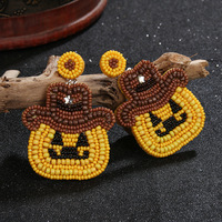 Boucles d'oreilles en perles de citrouille Halloween Cowboy faites à la main de vente chaude