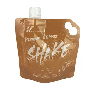 Custom Plastic Shake Instant Milky Tea Pouch Cold Brew Liquid Milk Tea Stand Up Spout Nozzle Packaging Bag