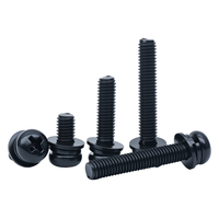 Vis combinée à tête fraisée Phillips avec rondelle à ressort et rondelle plate en acier inoxydable 304 noir, vis SEMS