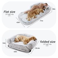 Lit pour animaux de compagnie pliable 2-en-1 de luxe, canapé pour chien en velours pelucheux premium, avec mousse haute densité, amovible et lavable, pour chiens et chats