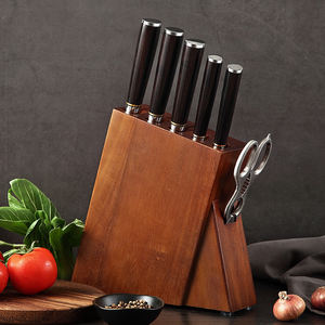 Ensemble de 7 couteaux de cuisine professionnels en acier <span class=keywords><strong>damas</strong></span> <span class=keywords><strong>japonais</strong></span> avec manche en <span class=keywords><strong>bois</strong></span> Pakka, support et <span class=keywords><strong>ciseaux</strong></span> - Product Image 1