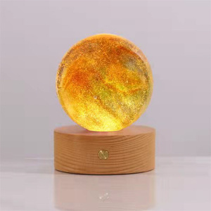 Lampe de table LED en cristal avec socle en bois Verre gravé au laser USB 3D <span class=keywords><strong>Moon</strong></span> Globe Colorful Night Light Kids Xmas Gift for Christmas - Product Image 4