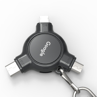 Adaptateur de chargeur USB 3-en-1 avec blocage de données et protection de sécurité pour téléphone portable (prise USB femelle standard)