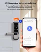 Serrure de porte intelligente moderne avec Wi-Fi, déverrouillage par empreinte digitale, utilisation à domicile ou à l'hôtel, sécurité élégante, poignée ergonomique