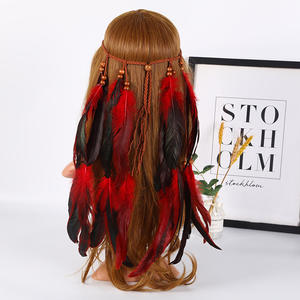 Serre-tête bohème à plumes, <span class=keywords><strong>coiffe</strong></span> hippie, accessoire de tête style gypsy indien, accessoires de cheveux bohèmes pour femmes - Product Image 2