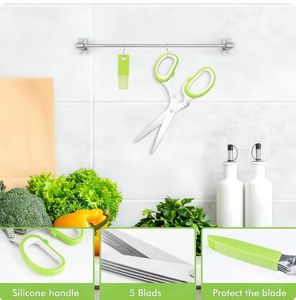 Multi-layers Stainless Steel <b>Kitchen</b> <b>Scissors</b> Scallion Cutter Herb <b>Scissors</b> Grinder Laver Spices Cut 5 <b>Kitchen</b> Salad <b>Scissors</b> - Product Image 4