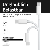 Câble de charge et de données USB-C vers USB-C TPE 60W 3A pour ordinateur portable, câble USB Type-C pour iPhone 15, vente en gros