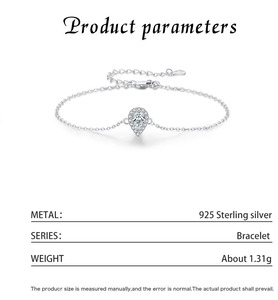 Bracelet en argent sterling 925 avec halo de zircon en forme de larme, élégant et luxueux, chaîne fine réglable, pour femmes modernes et chics, bijoux en argent fin - Product Image 5