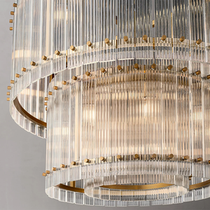 Lustre rond à <span class=keywords><strong>deux</strong></span> niveaux en verre RHOEM RH San Marco, lustre pour escalier, lustre pour villa, salon, éclairage de luxe, décoration de la maison - Product Image 2