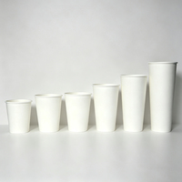 Gobelets en papier jetables blancs à paroi simple pour café à emporter, avec couvercle, 8oz, 10oz, 12oz, 16oz, 20oz, vente en gros