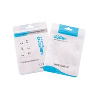 Câble de données durable USB, sac d'emballage cadeau artisanal en plastique BOPP+CPP réutilisable à fermeture éclair auto-scellante, téléphone portable